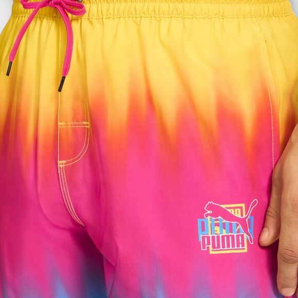 $60 Puma Swim Board Shorts Mens Medium Tie Dye 7" Colorful Lava Above Knee 2023 - Picture 7 of 14
